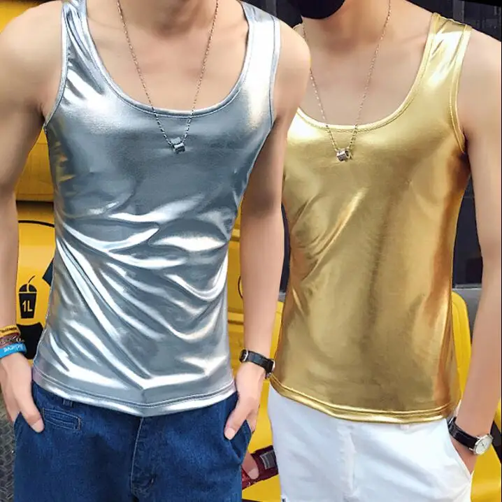 

Original masculino men vest Metallic bright surface bronzing clothing personalized singer dance stage street star style dress