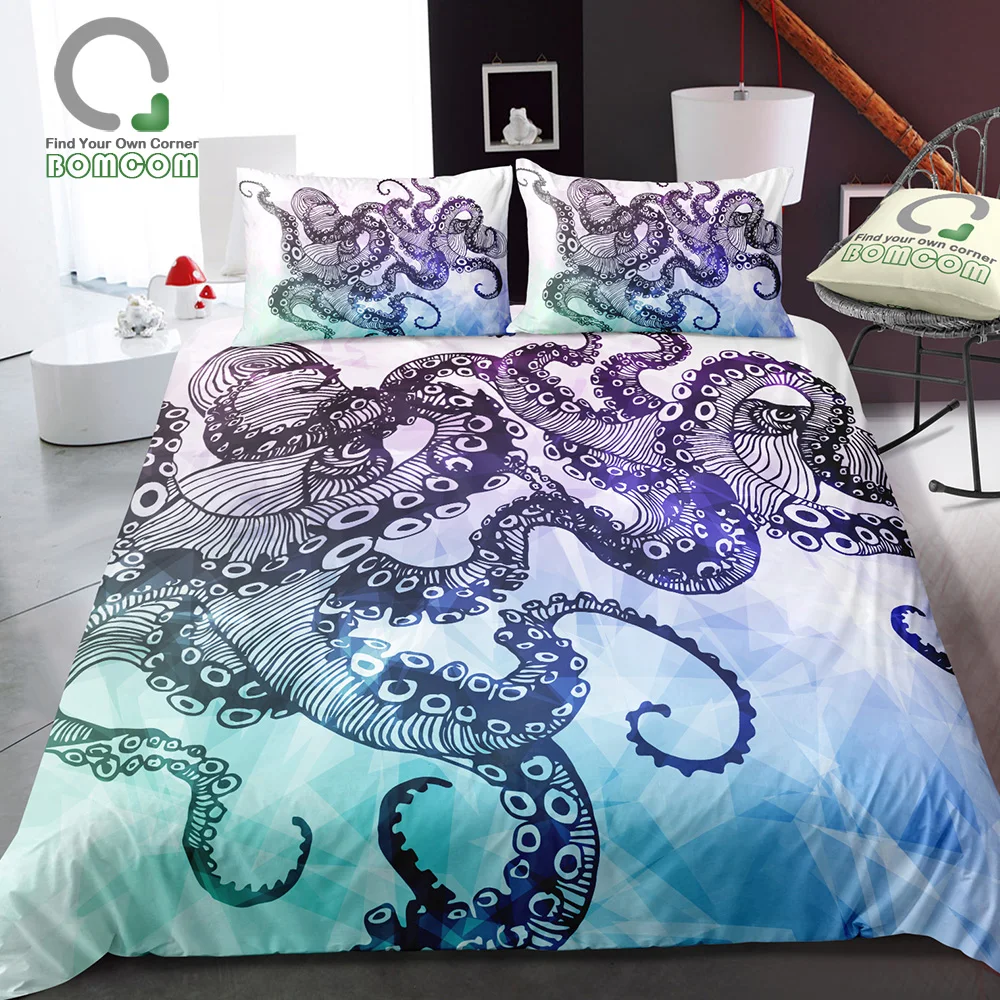 Bomcom 3d Digital Printing Duvet Cover Set Abstract Octopus