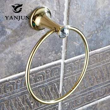 

Zinc Alloy Towel Ring Crystal Golden Towel Holder Towel Bar Bathroom Accessories For Home Towel Rails YANJUN-8253