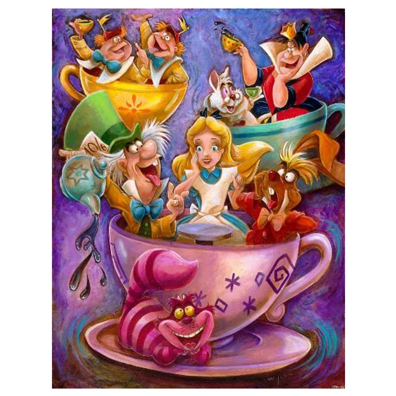 

5D DIY Diamond Painting Alice in Wonderland Diamond Embroidery Cross Stitch Square Drill Needlework Mosaic Decor Paintings FG773