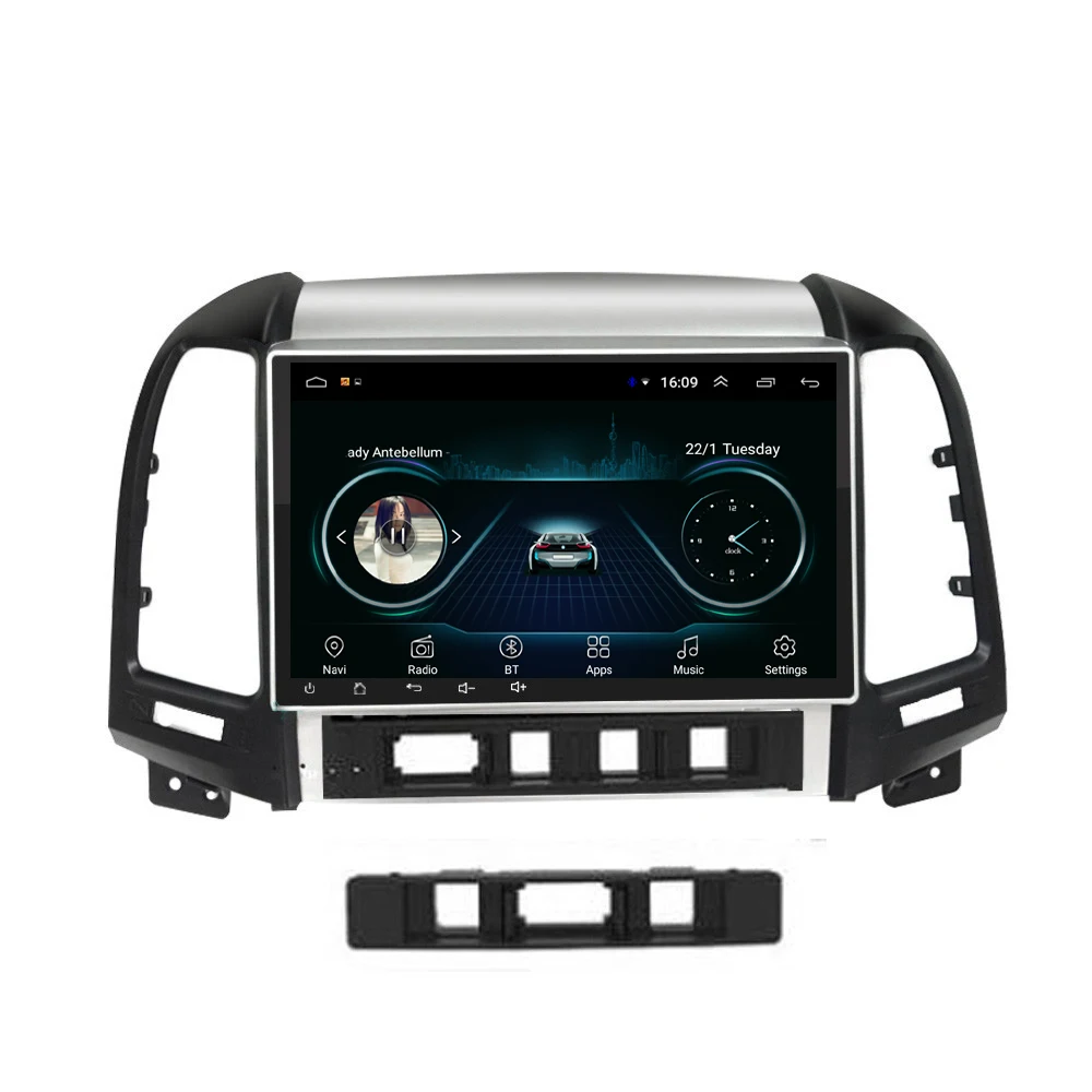 Автомагнитола с gps, встроенный WiFi мультимедийный проигрыватель, высококачественный Музыкальный Микрофон для hyundai santa fe 2005-2012 " Android 8,1