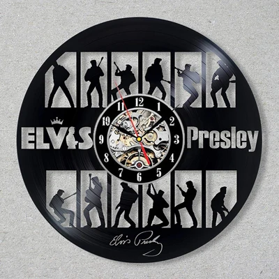 New Horloge Murale Saat Elvis Presley Wall Clock Design For Vinyl Record The King Of Rock Clocks Watch Home Decor 12 Inch - Цвет: Type L