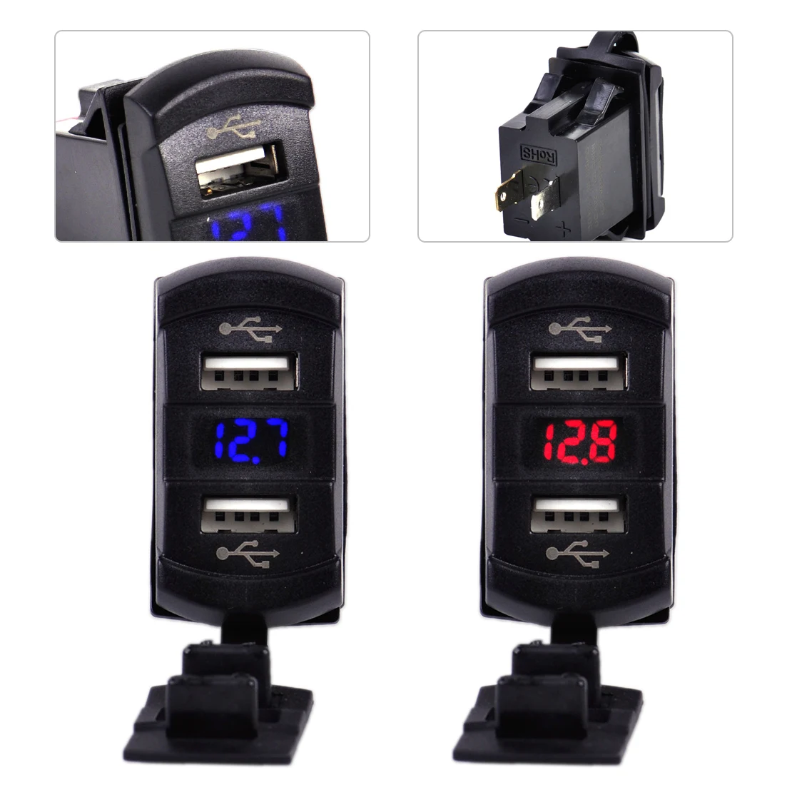 Online DWCX Nuovo Caricabatteria Universale Da Auto USB Charger Socket Impermeabile Dual porte USB Presa DC 12 V 24 V Per Toyota Barca iPhone Samsung