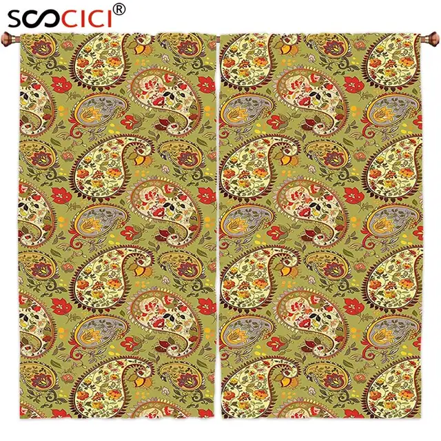 Gordijnen Behandelingen 2 Panelen, Paisley Decor Oostelijke Oosterse ... Gordijnen Behandelingen 2 Panelen, Paisley Decor Oostelijke Oosterse ...