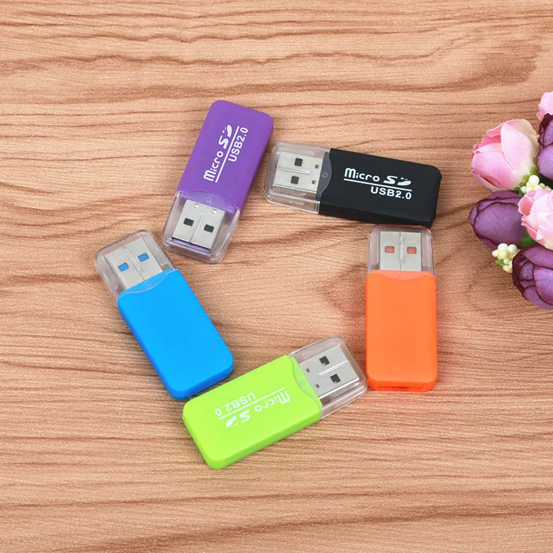 

FFFAS Colorful External cardreader Mini USB 2.0 Card reader for Micro SD Card TF Card for PC MP3 MP4 Player adapter Computer