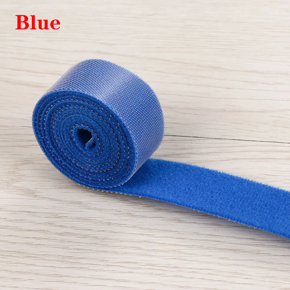 1PC Durable 1M Magic Cable Power Wire Management Fastener Hot Strap Marker Cord Organizer Cable Ties Fastening Tape Roll - Цвет: blue