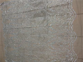 

Silver color Glued glitter sequins Tulle Lace Fabric BZL-10293 top Selling Lace Fabric for party or wedding dress