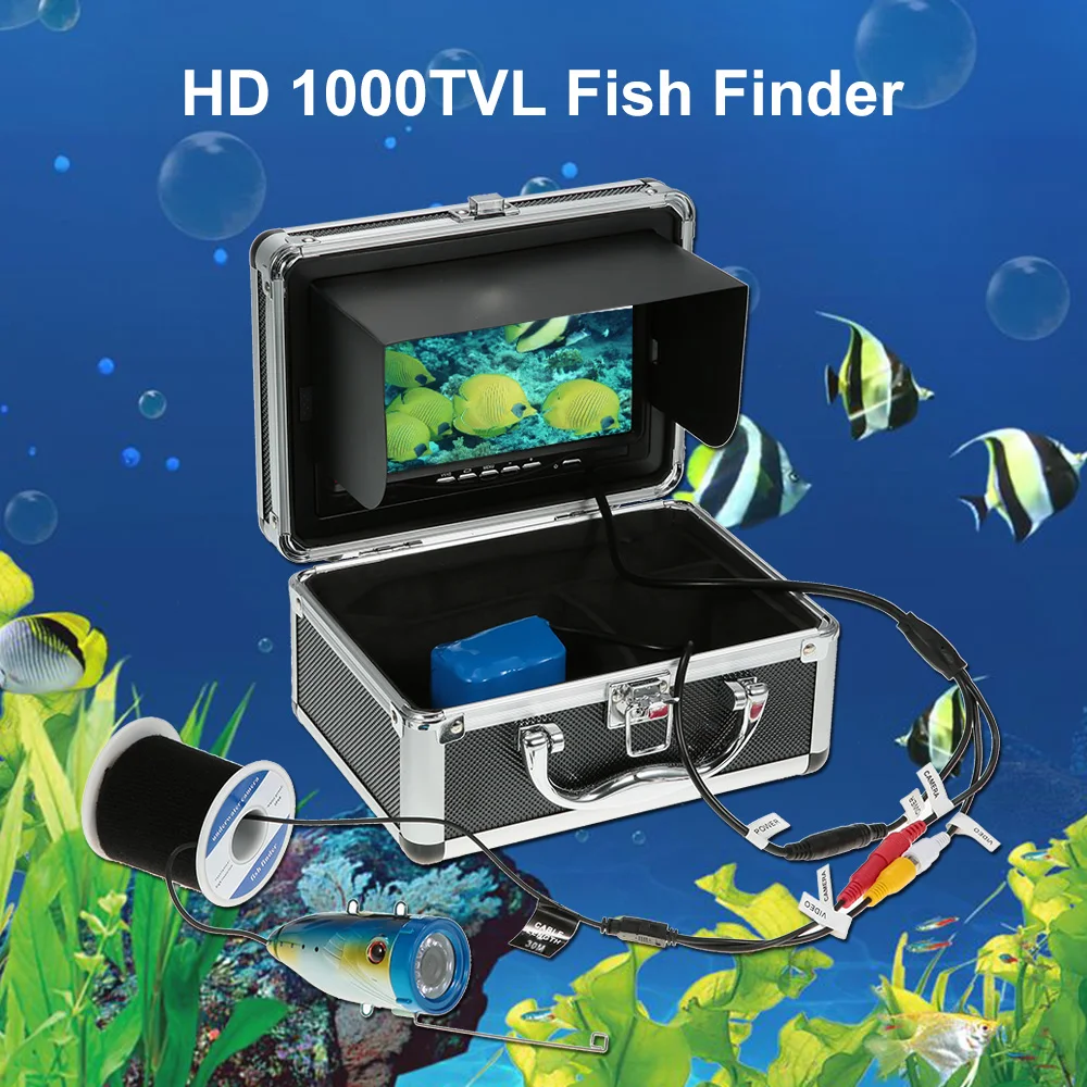 7 ''Цвет цифровой ЖК-дисплей Рыболокаторы эхолота подводный Рыбалка Камера HD 1000tvl 120 градусов Широкий формат 12LED Рыбалка Камера