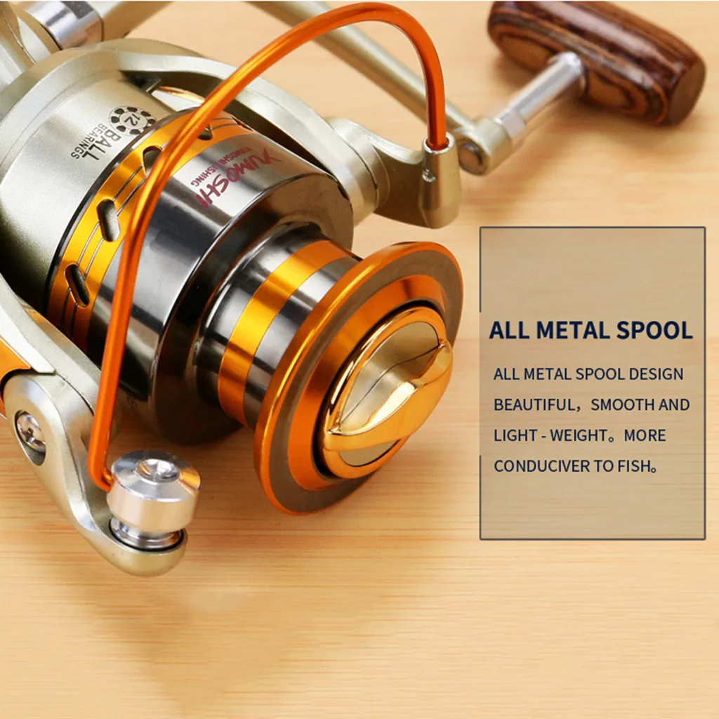 EF500-EF9000 Spinning Fishing Reel 12BB Metal Spool Folding Arm Left Right