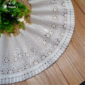 

5Yards/lot Width 13cm White100% Cotton Embroidered Lace Fabrics, Women's Clothing Diy Lace Trim, Free Shipping RS332