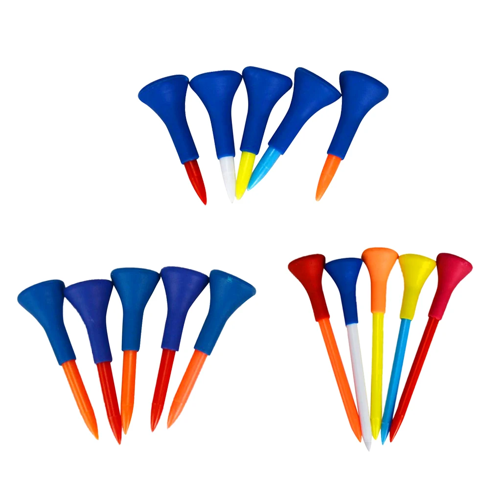 

5 Pieces Rubber + Plastic Soft Rubber Cushion Top Golf Tees Accessories Random Color Short Medium Long Random Color
