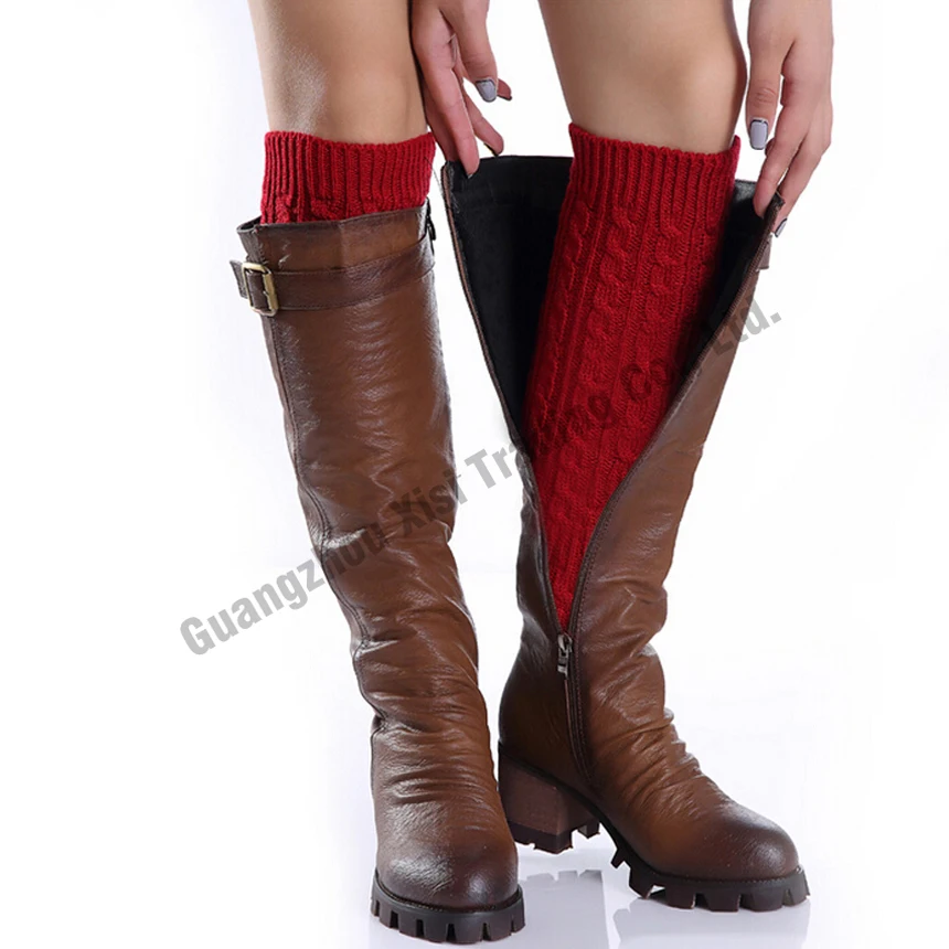 Новинка Модные женские носки до колен вязать крючком зимние теплые гетры для женщин вязаный шерстяной хлопка вязать гетры загрузки