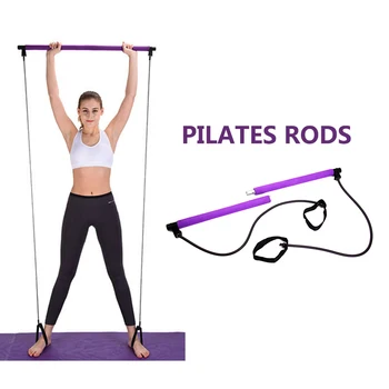 

Pilates Resistance Elastic Band Pilates Exercise Bar Stick for Total Body Workout Yoga Fitness Training Stretch Sculpt Tone