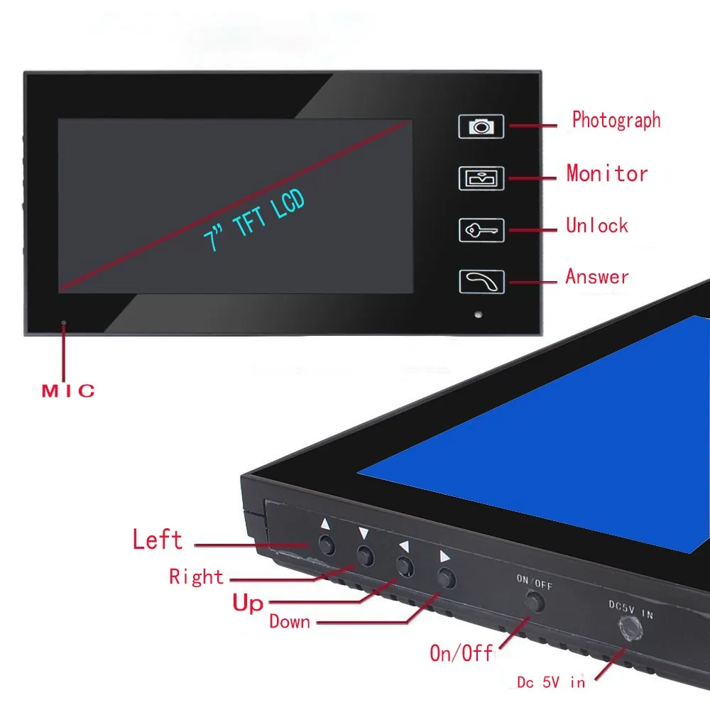 Yobangsecurity 2.4 г 7 "TFT ЖК-дисплей Беспроводной видео-телефон двери Дверные звонки Беспроводной домофон 1 камера 2 Мониторы с RIFD брелков