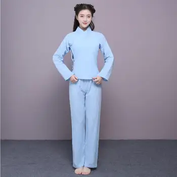 

New design cotton linen fabric spring and autumn clothing Chinese ancient sleepwear women's traditional hanfu costume