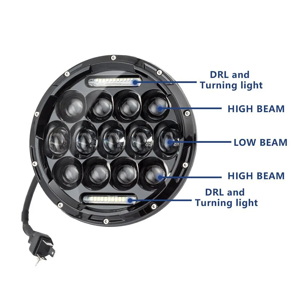 " круглый светодиодный фары Белый DRL/Янтарный указатель поворота для Hummer H1 светодиодный проектор DRL 7 дюймов налобный фонарь Лада Нива 4x4