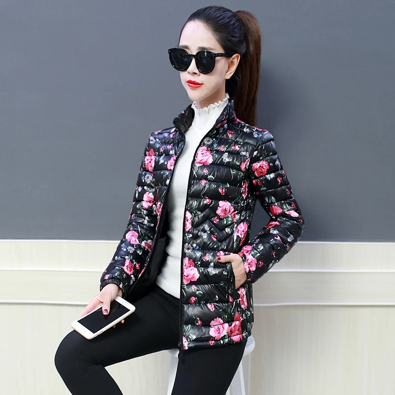 Fashion Print Winter Jacket Womens Down Jacket Plus Size 2019 New Collection Padded Down Parka Female Jacket Winter Woman Coat