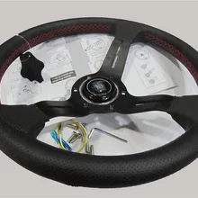 Черная ручка 330 мм 13 дюймов из натуральной кожи ралли гоночный руль