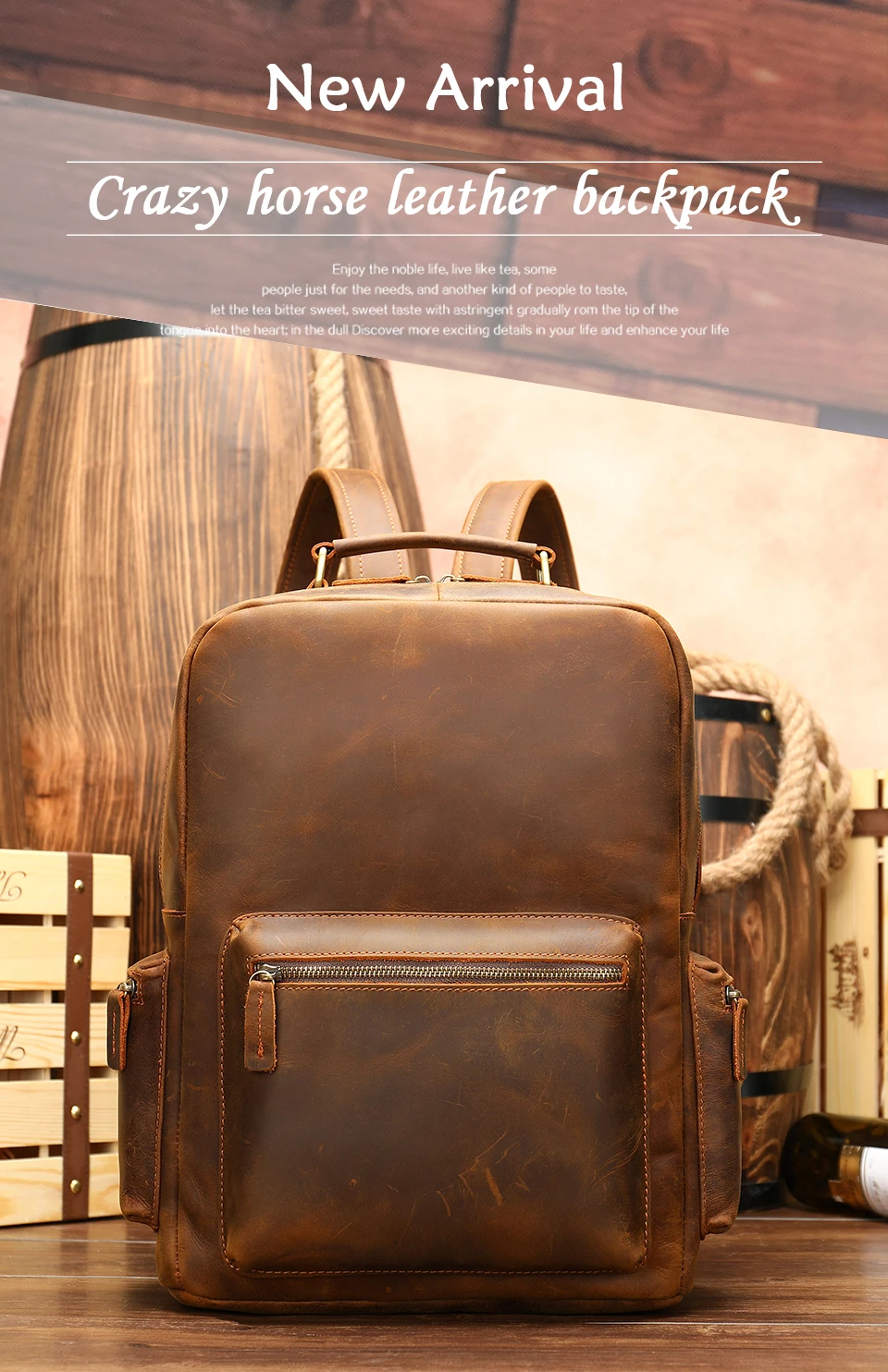 1 Crazy Horse Leather Backpack Men Backpacks Casual Daypacks Leather Laptop Bag 14 inch Men's Travel Shoulder Bags Male Bag
