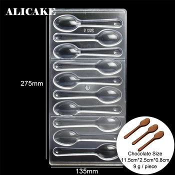 

10 Holes Spoon 3D Polycarbonate Chocolate Mould Plastic Tray Candy Kitchen Tools Baking Pastry Making Tools Bakeware Form Molds