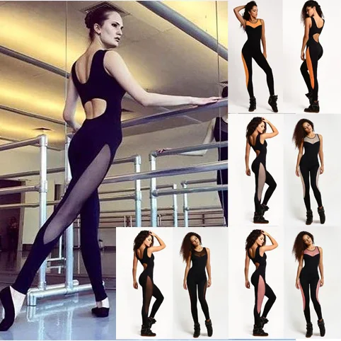 2017 Bodycon Bodysuit Be Fitness Playsuit Mesh Pathcwork Sexy Wome Long Rompers Women Jumpsuits Summer women's bodysuits