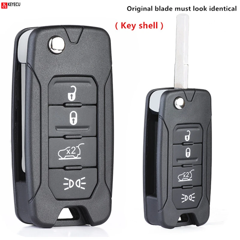 

Keyecu 4 Button New Car Remote Key Fob Shell Cover Case Flip Remote Key Shell Case Fob For JEEP RENEGADE 2015 2016 2017 2018