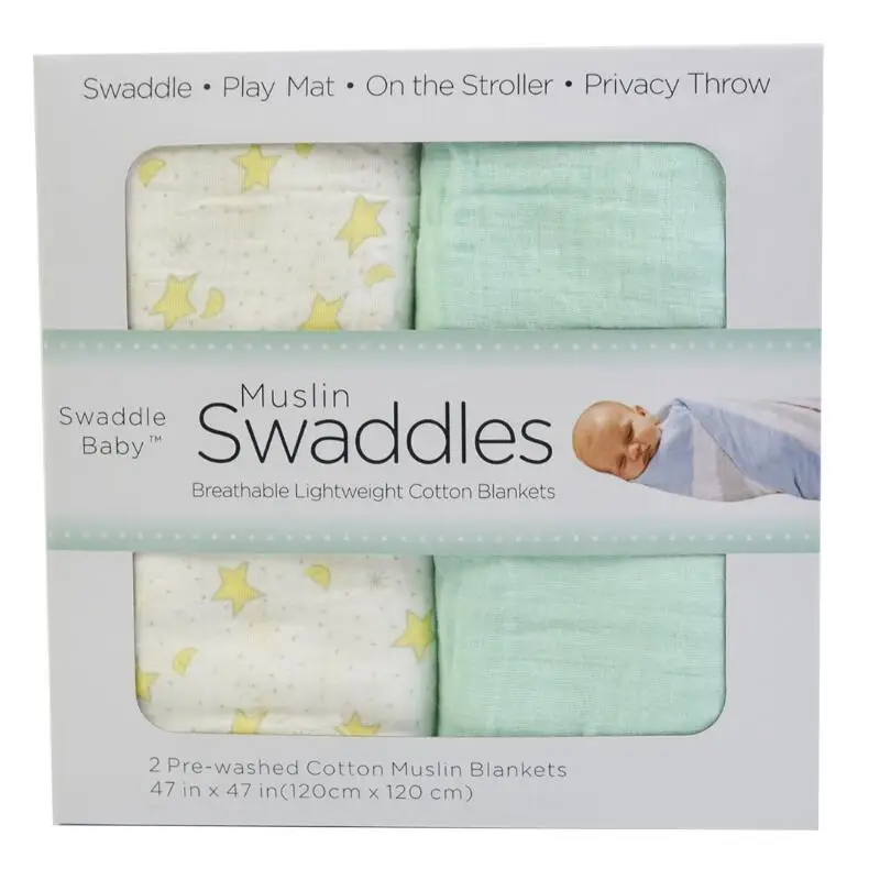 Murah 2 Buah Banyak Bayi Yang Baru Lahir Muslin Swaddles Selimut Bayi Lembut Handuk Syal Kantong Tidur Bayi Selimut Stroller Cover Bermain Mat