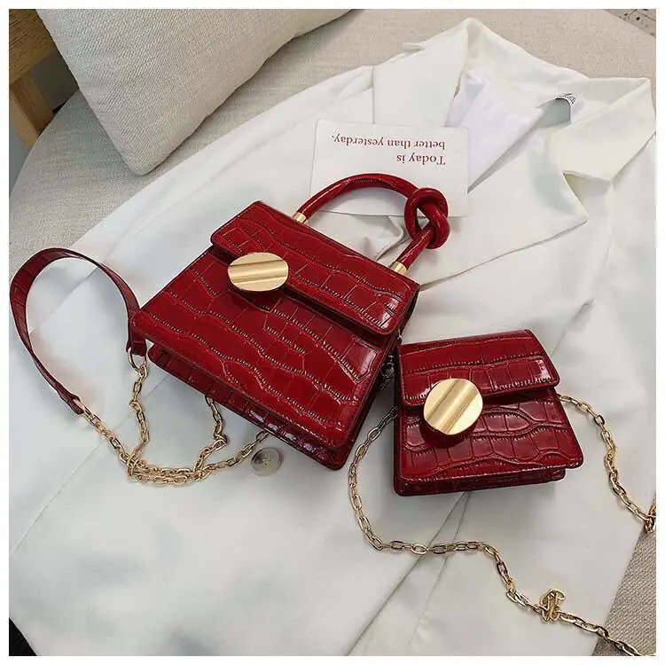 

2019 Fashion Tote bag Quality Leather Women's Designer Handbag Crocodile pattern Chain Shoulder Messenger Bag Bolsos Mujer C72