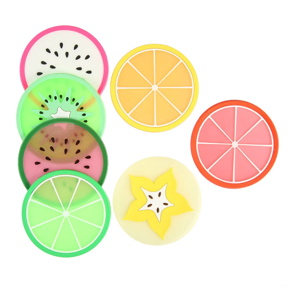 7 قطع مجموعة الملونة الفاكهة الوقايات تحديد الموقع غير زلة القهوة القدح كأس حصيرة منصات حامل الشراب الجدول المفارش مكتب اكسسوارات المطبخ