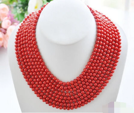 

song voge gem nanJ0461 round red coral bead necklace