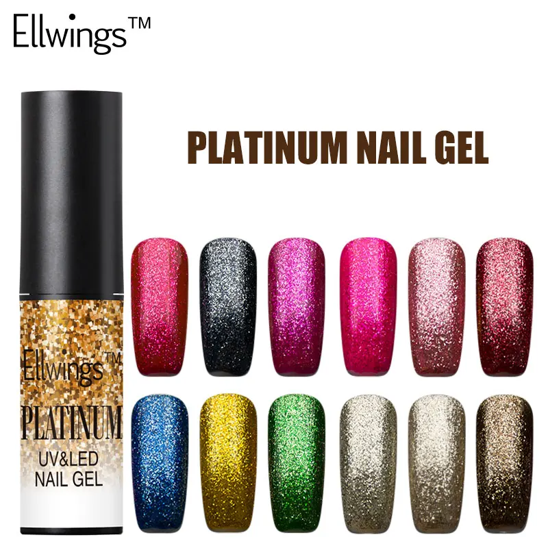 Ellwings 12 блестящих цветов Платиновый гель для ногтей Vernis голографический Holo | Отзывы и видеообзор