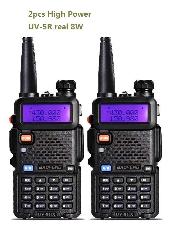 2 шт., UV-5r, высокая мощность, настоящее, 8 Вт, 3800 мА/ч, радио, Baofeng, рация, CB, радиосвязь, двухстороннее радио, коммуникатор для Baofeng ham raido uv5r