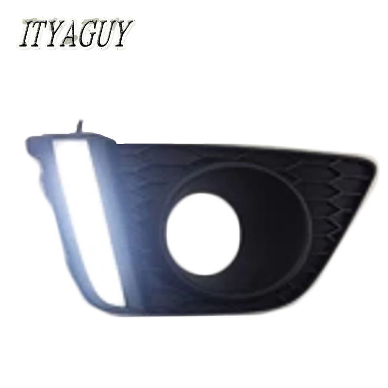 

2Pcs ITYAGUY Car external front headlight For Hondas jazz 2014 LED DRL Daytime Running Lights with fog lamp hole daylight