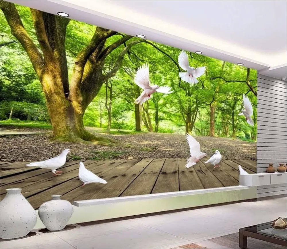 Kustom Foto 3d Wallpaper Hutan Bermain Dove Dekorasi Lukisan