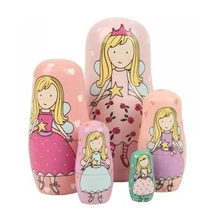 5 Nesting Cute Wooden Nesting Dolls Matryoshka Russian Doll Christmas Gift