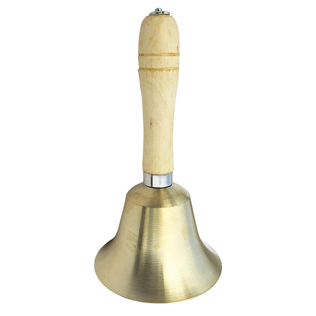 Tooyful Vintage Copper Handbell Hand Shaking Jingle Bell Wood Handle Handicraft Gift