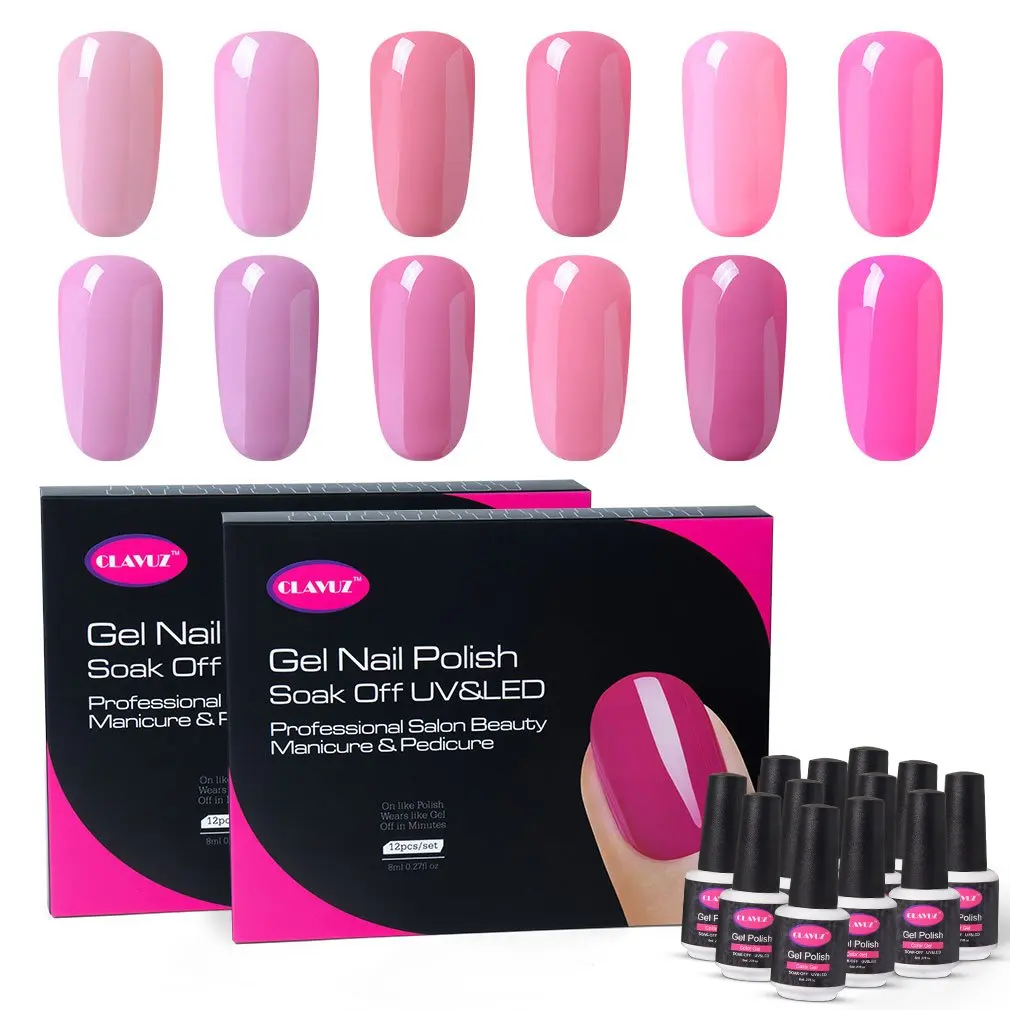 12pcs Pink CLAVUZ 12 шт./лот 8 мл винно-красный Гель-лак для ногтей с подарочной коробкой синий/розовый цвет Гель-лак Полупостоянный лак для ногтей - Цвет: 12pcs Pink