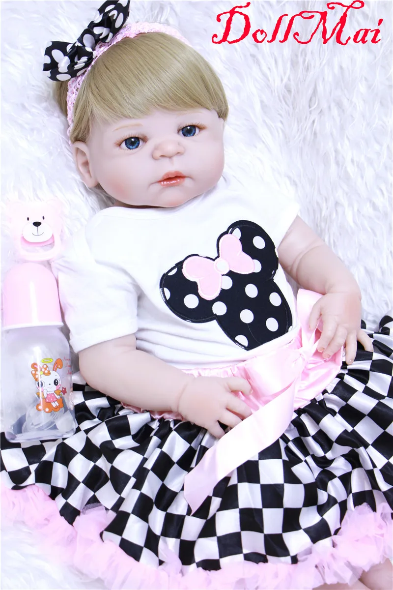 

DollMai silicone reborn dolls 22"55cm fake newborn baby girl dolls for chid birthday xmas gift bebe alive reborn bonecas