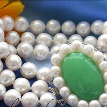 Z3229 а. а. 3row 11 мм белый круглый пресной воды жемчужный браслет jadeNoble стиль естественно прекрасно jewe быстрая