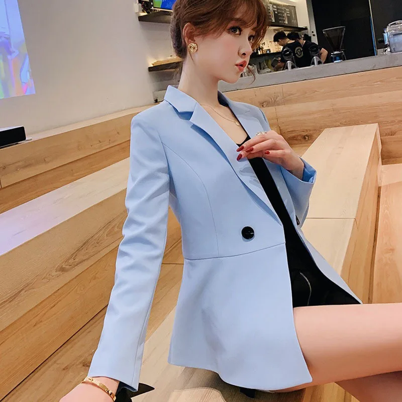 Ly Varey Lin, весенний женский элегантный костюм, пальто, для офиса, для девушек, тонкая куртка на одной пуговице, женский, зубчатый воротник, черная верхняя одежда