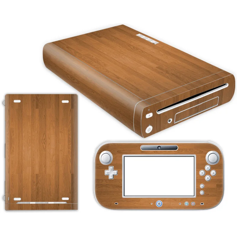 

Wood design For W ii U Console Cover with Remotes Controller Skins For Nintend w ii u sticker for w ii u skin---0541