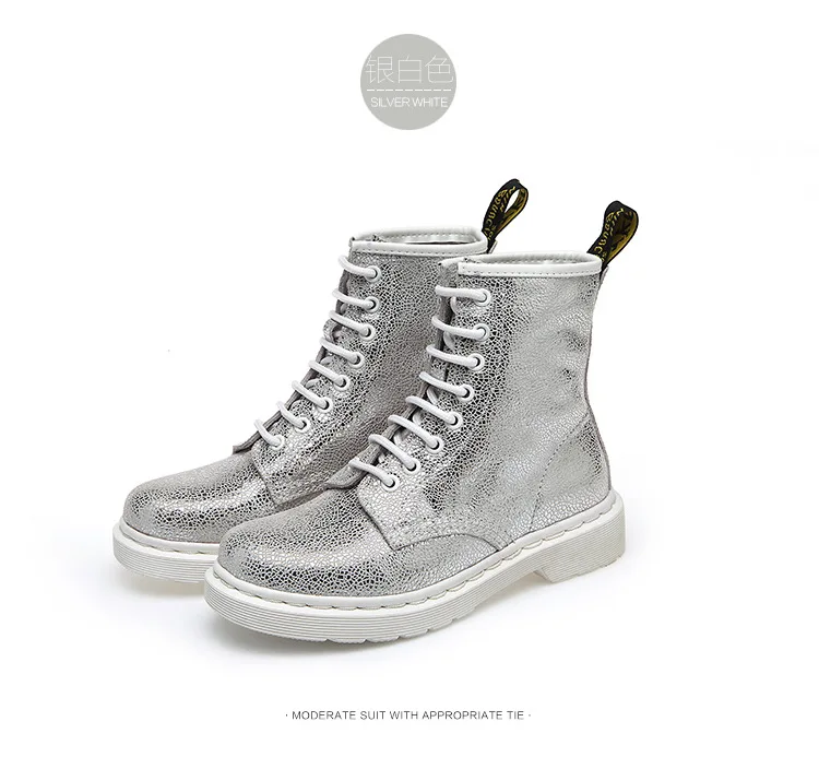 SWONCO martin boots women shoes genuine leather high top white sneakers platform ankle boots for women platform boot 41 44