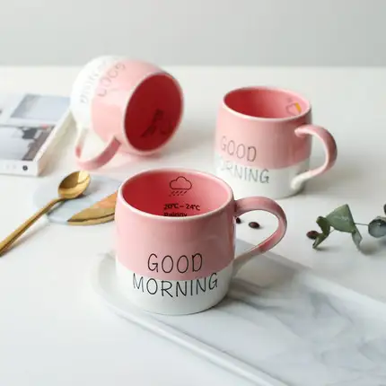 Japan Style Good Morning Weather Ceramic Mug Breakfast Coffee Tea