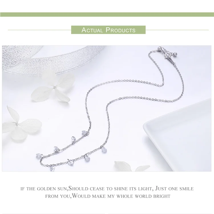 WOSTU дизайн 925 пробы серебряные сверкающие Чокеры CZ ожерелье для женщин Горячая Мода ювелирные изделия Рождественский подарок CQN299