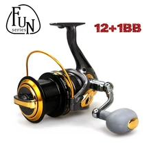 FunSeries Strong Single Shaft Fishing Reel Distance Throwing Fishing Rod 12+1 Bearing Balls Aluminum Seat Freshwater Saltwater