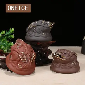 

Yixing Tea Play Tea Pet Play Outline In Gold Lucky Toad Decoration Clay Teapet Aceessories