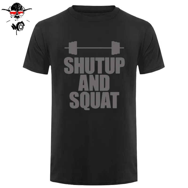 Shut Up And Squat Мужская футболка из хлопка, летняя повседневная футболка с коротким рукавом и круглым вырезом, мужские топы, футболки высокого качества - Цвет: black gray