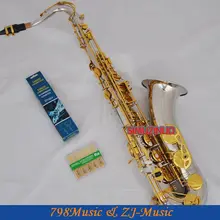 Профессиональный Серебряный Золотой тенор саксофон высокий F# саксофон с металлическим мундштуком чехол