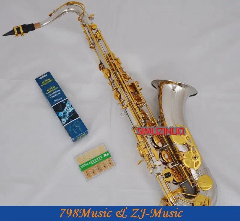professional Silver Gold Tenor Saxophone High F SAX With Case Metal Mouthpiecein Saxophone