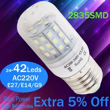 E27 E14 LED Lamp 2835SMD LED Lights Led corn Bulb 24leds 42Leds Chandelier Candle Lighting Home Decoration